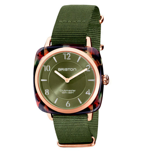 Briston Clubmaster Chic HM - Gold, Olive Green, 36mm Quartz